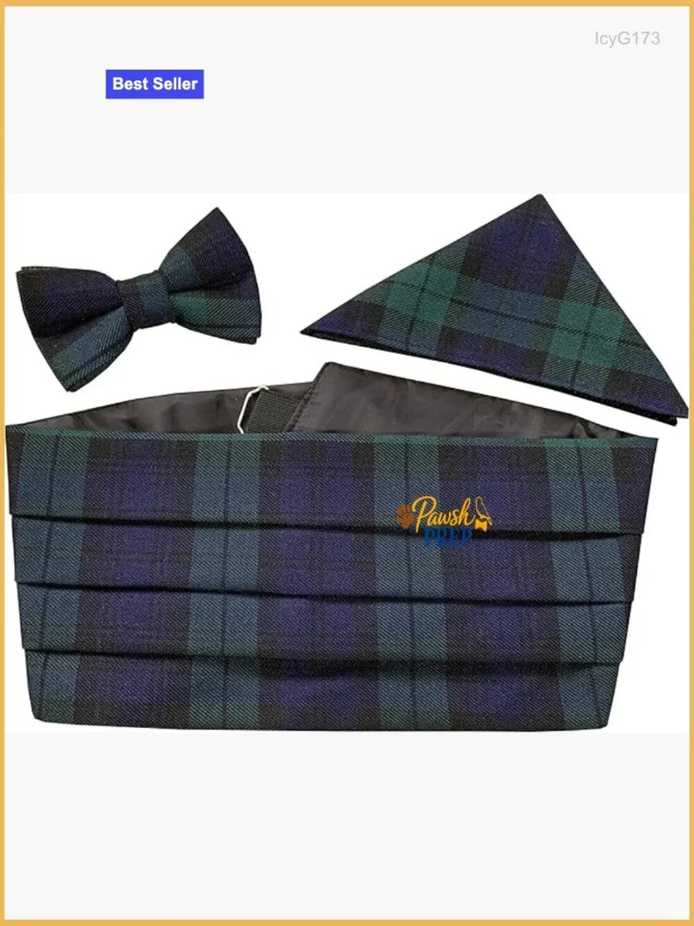 Men's Cummerbund Set with Bow Tie and Pocket Square, One Size, Polyester Blend